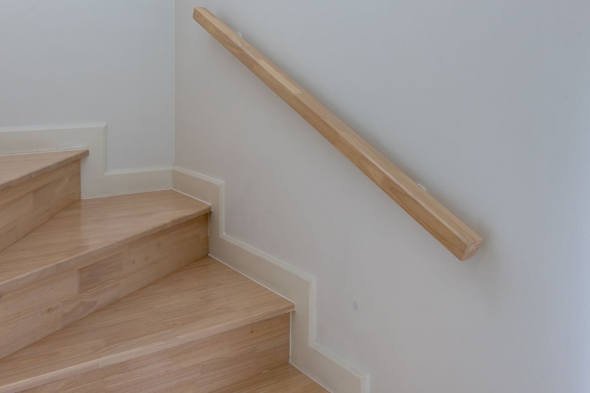 wooden staircase interior decoration in modern house, interior design concept